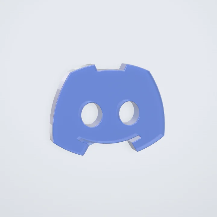 Discord logo rendered in 3D, sapphire glass