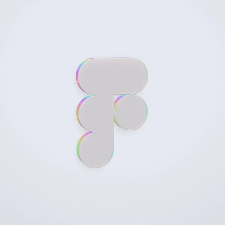 Figma logo rendered in 3D, holographic glass