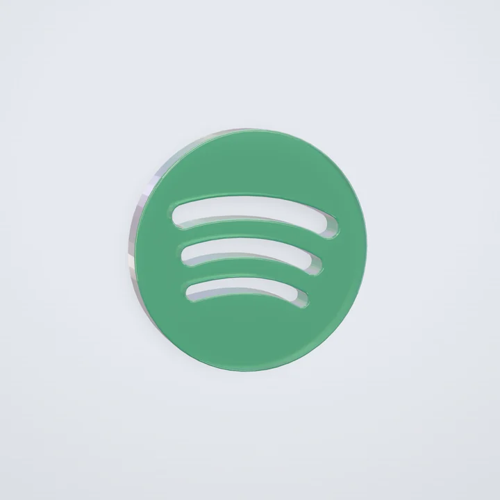 Spotify logo rendered in 3D, emerald glass